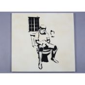 Teves (b 1982) ‘STORMPOOPER’ Subversive graffiti spray paint stencil white, Signed, Editioned, 20...