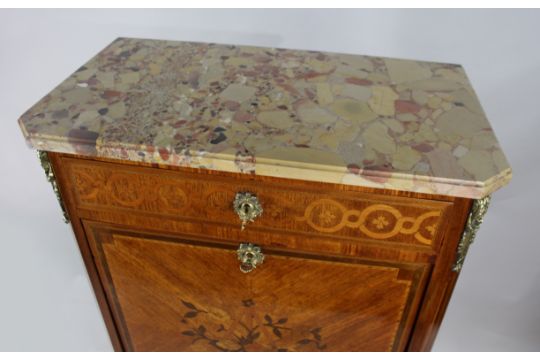 19th c. French Marble Topped Inlaid Escritoire - Image 4 of 11