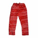 Job Lot of 200 Kids Winter Fleece Pants In Red and White Print Seasonal Hot Seller