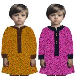 Job Lot 45 Girls Printed Cord Dresses | Pink & Yellow | 3-5 Years | RRP £30 Each