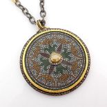 An exquisite necklace detailed with micro-mosaic, brilliant diamonds and gold on silver