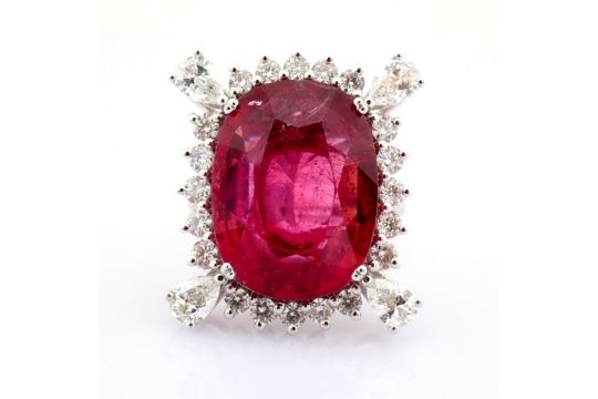 18k white gold cluster ring detailed with 13.92 ct tourmaline and 1.87ct brilliant diamonds - Image 1 of 12