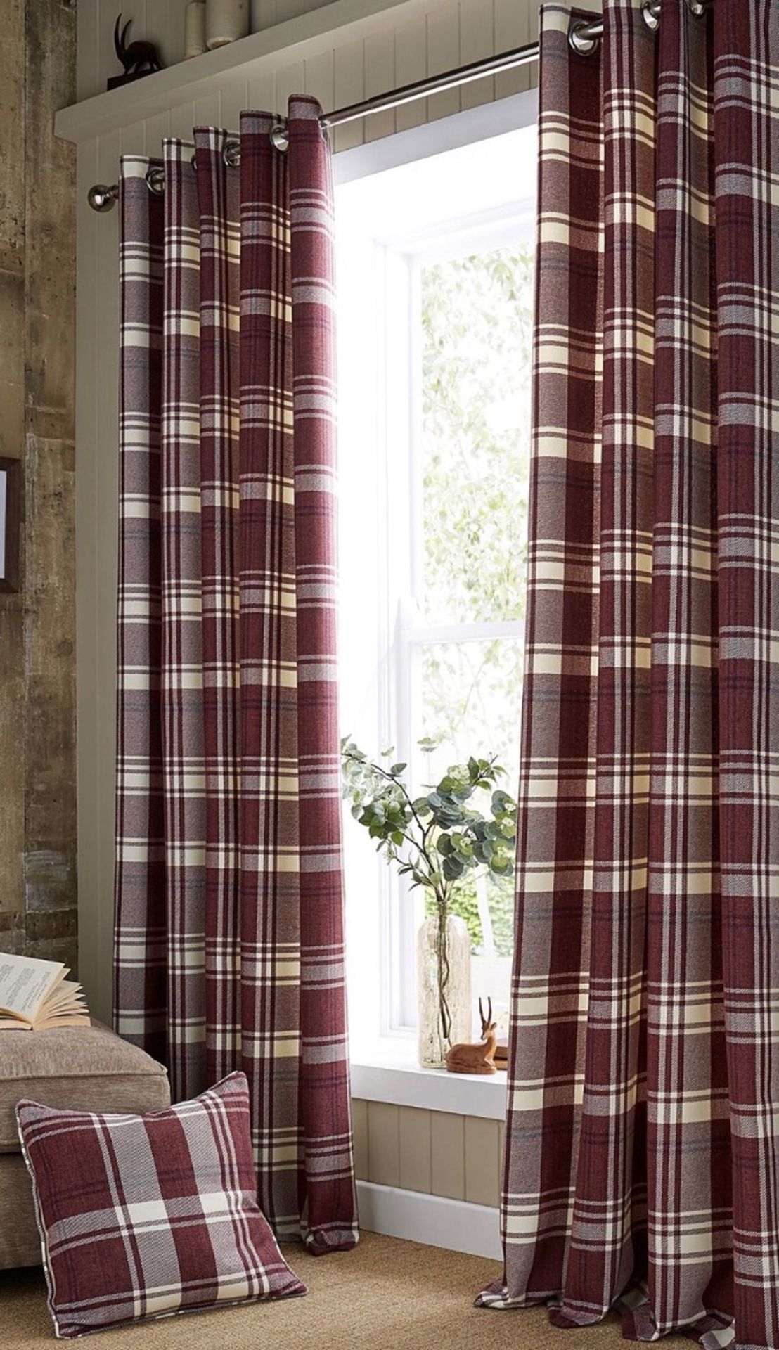 Highland Long Curtains Plum 229 x 137 cm
