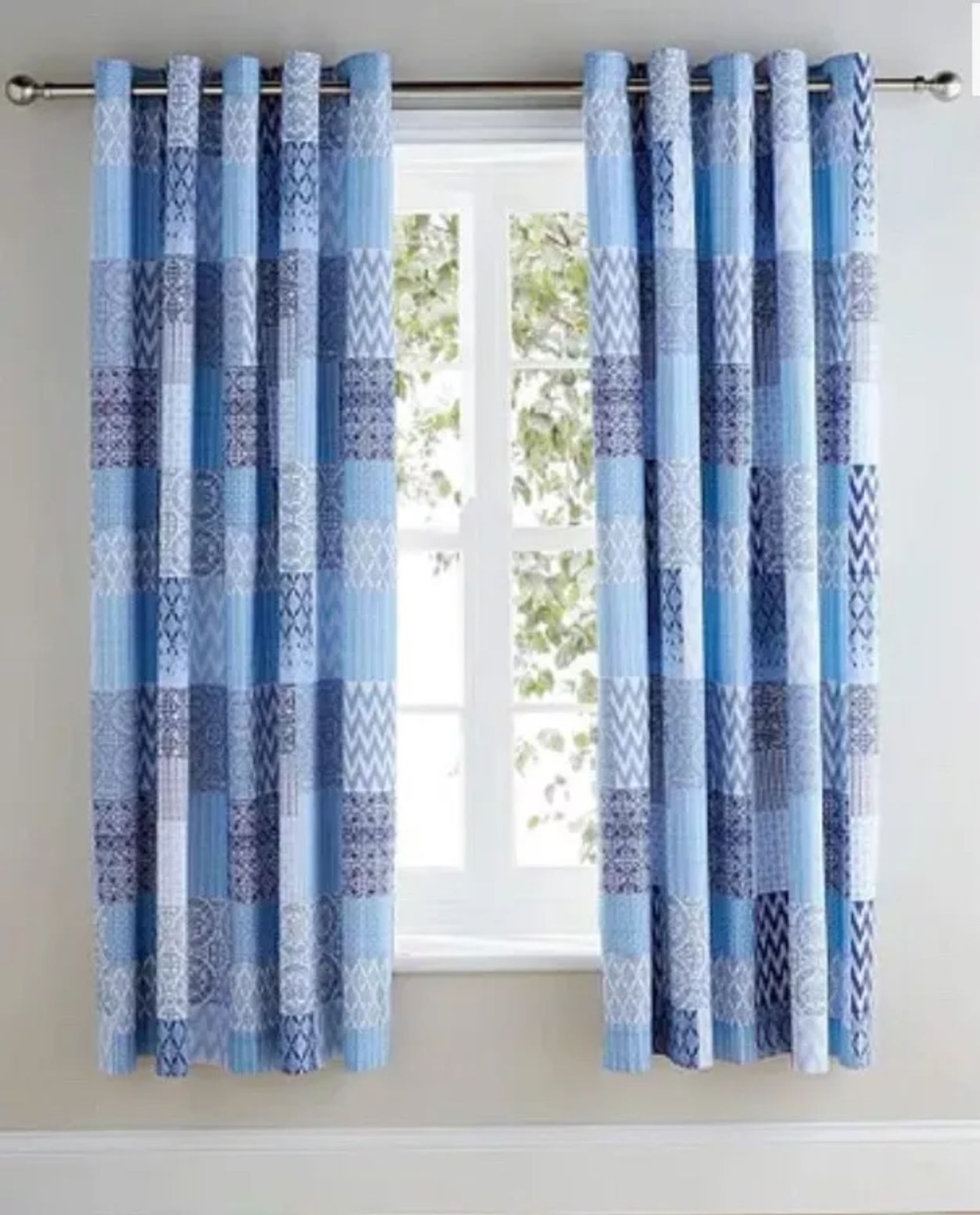 Naples Lined Curtain Blue 168 x 183cm