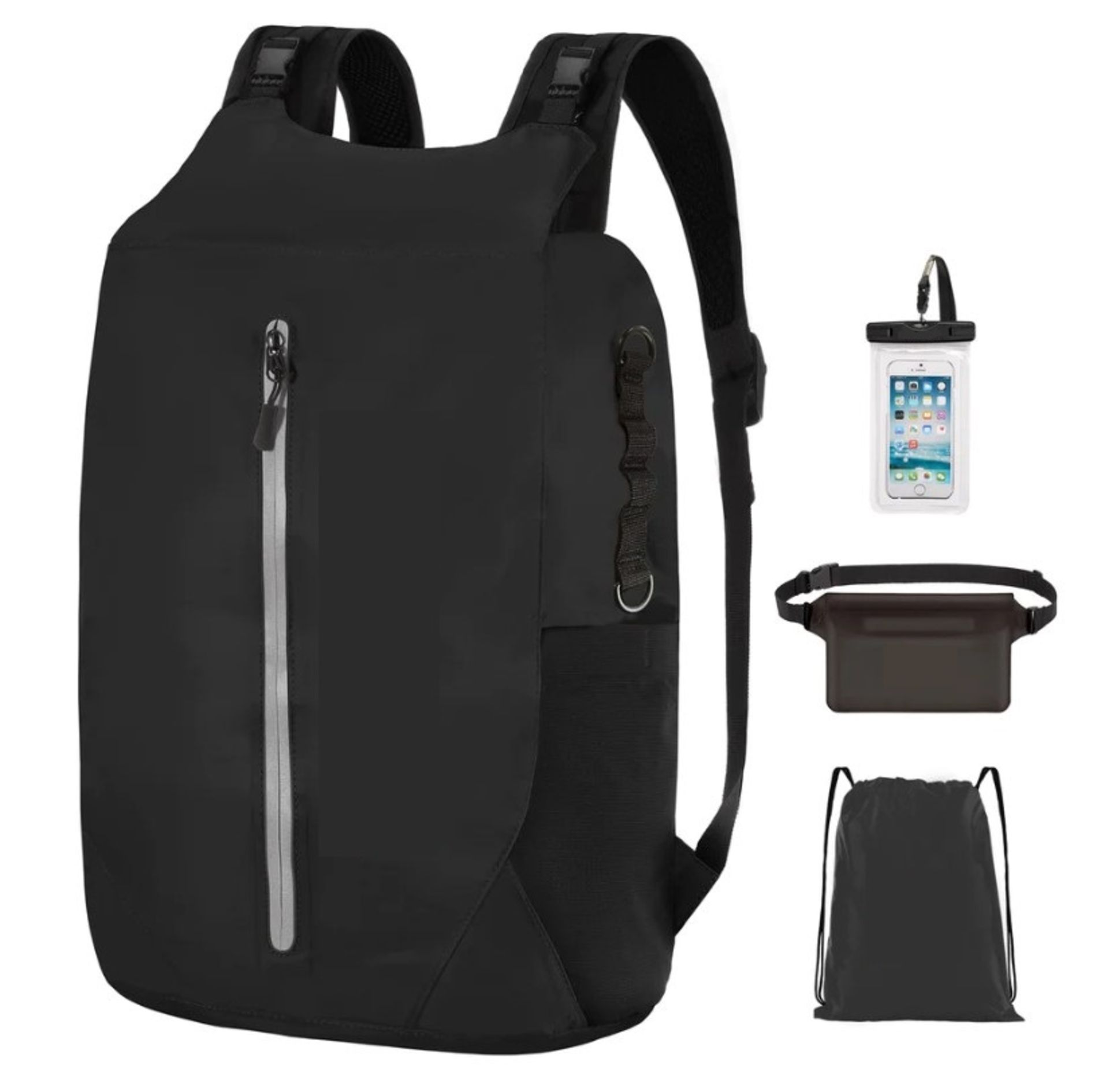 Black Waterproof Dry Bag With Waist Pouch and Phone Case L11c