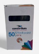 10 x 50 Consortium S2 Black Ball Point Pens Medium Point