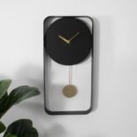 Matte Black Metal Wall Clock with Gold Details RRP - £60