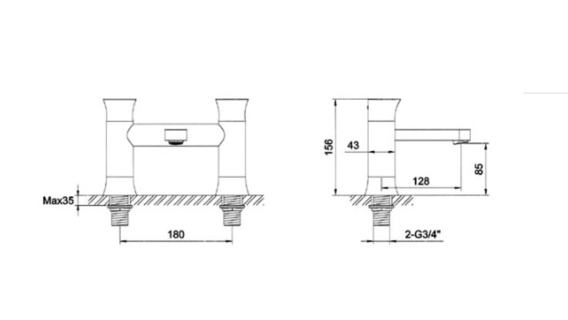 2 x Hudson Reed Quill Bath Filler Chrome QUI303 New Tatty Box - Image 4 of 7