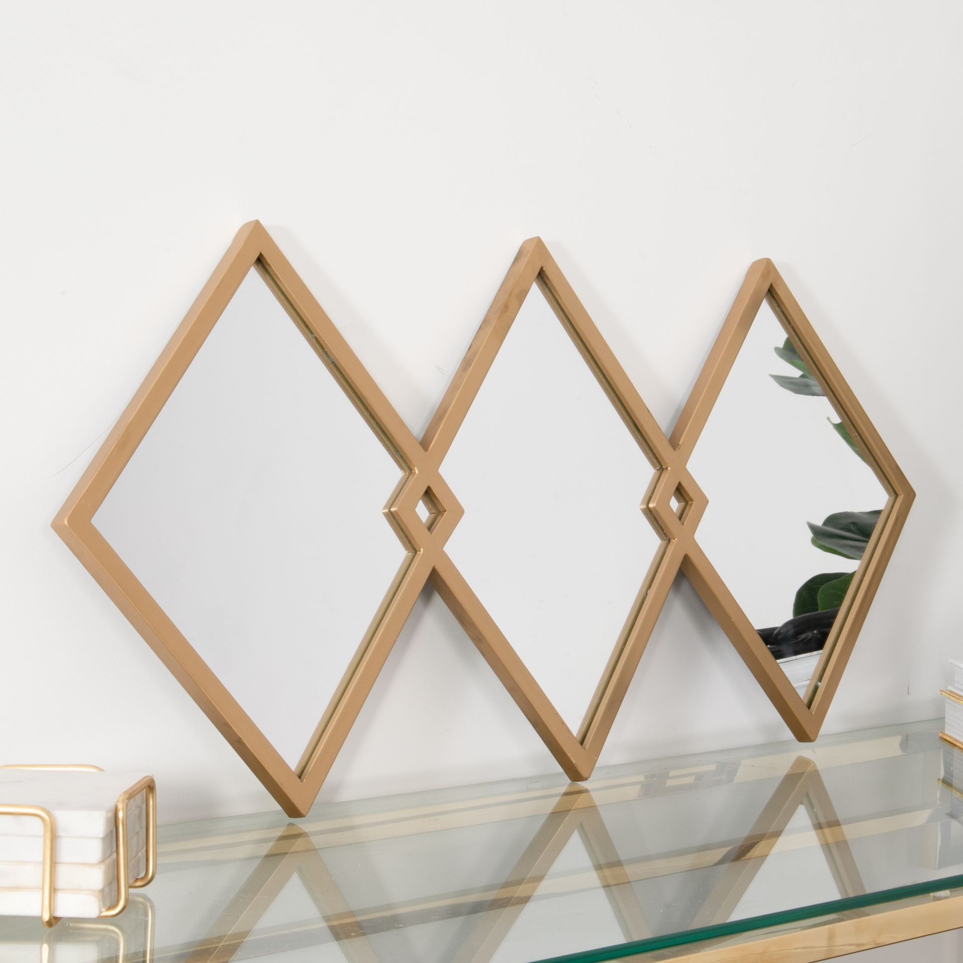 Trio of Gold Diamond Shaped Mirrors RRP - £190