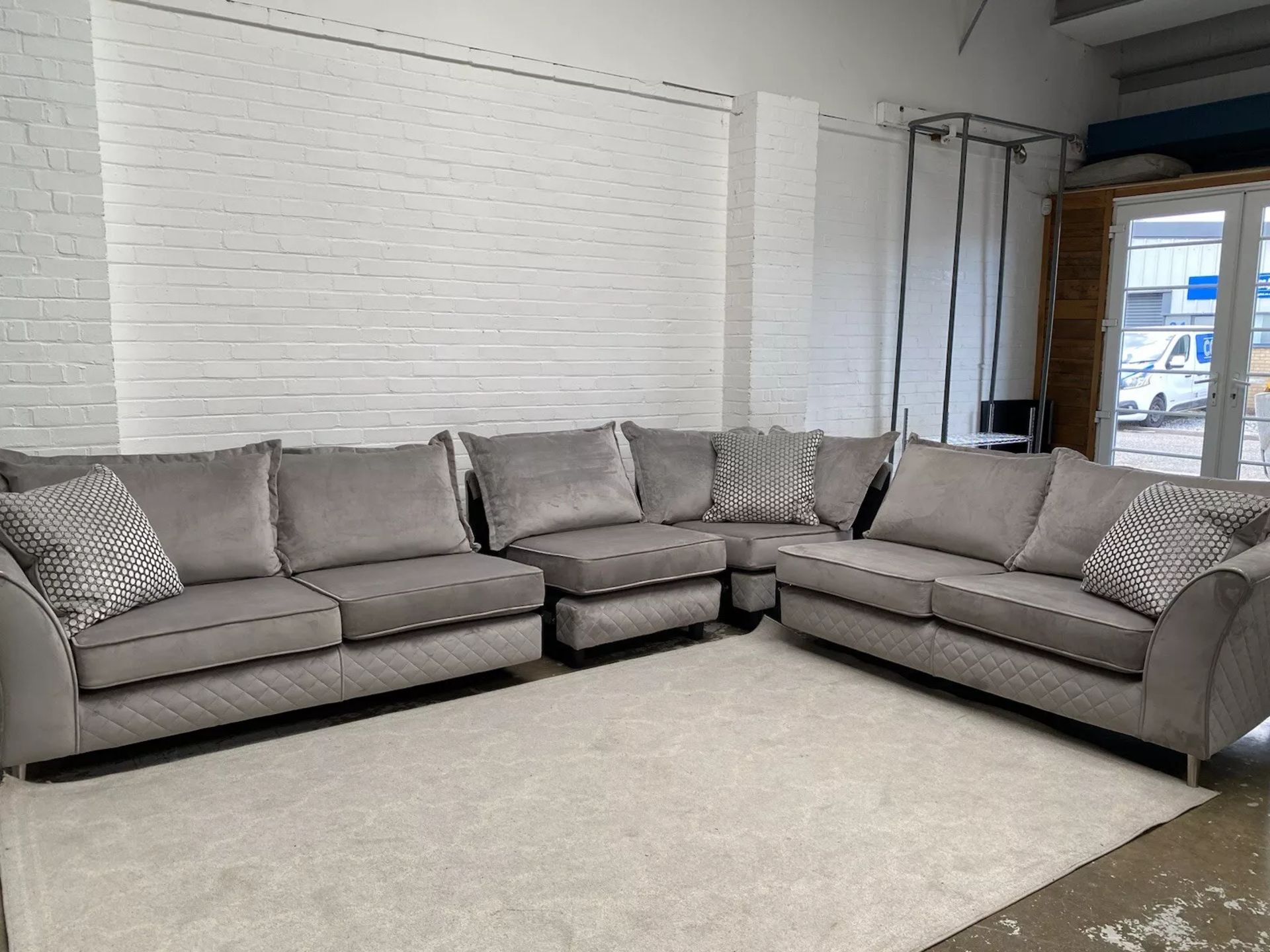 Asley Manor Shimmer Grey Fabric Large Corner Sofa RRP £3229 - Image 2 of 4