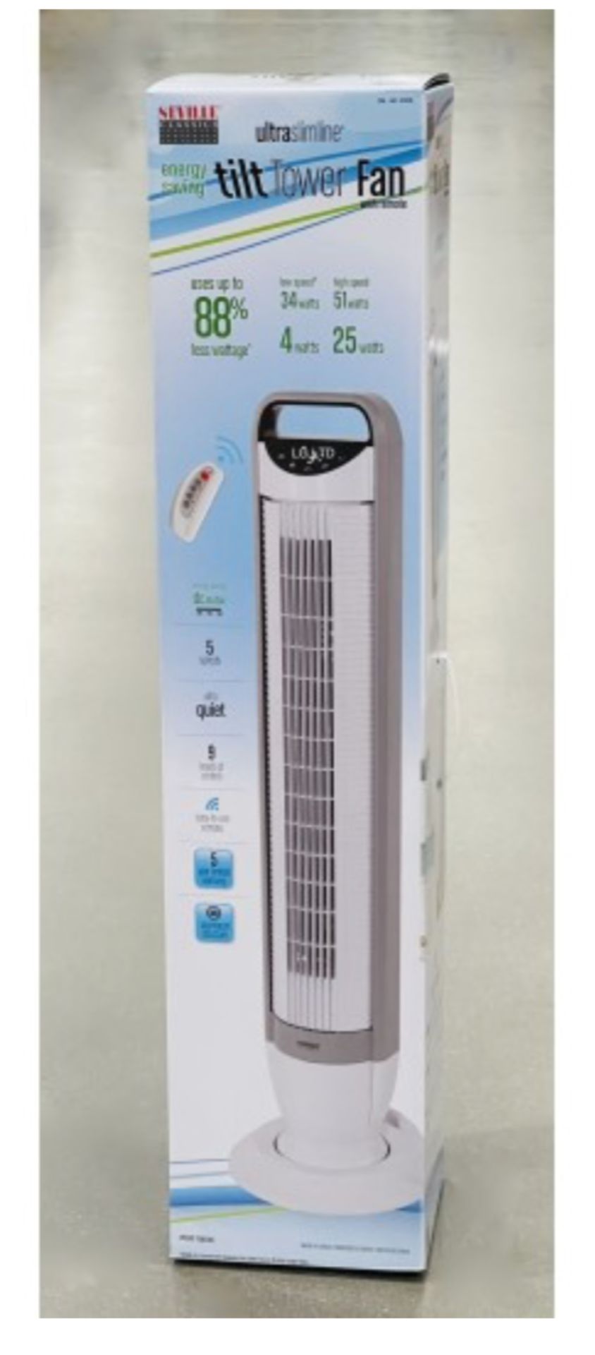 Seville Ultra Slimline Tower Fan White EHF10202K New Sealed Box