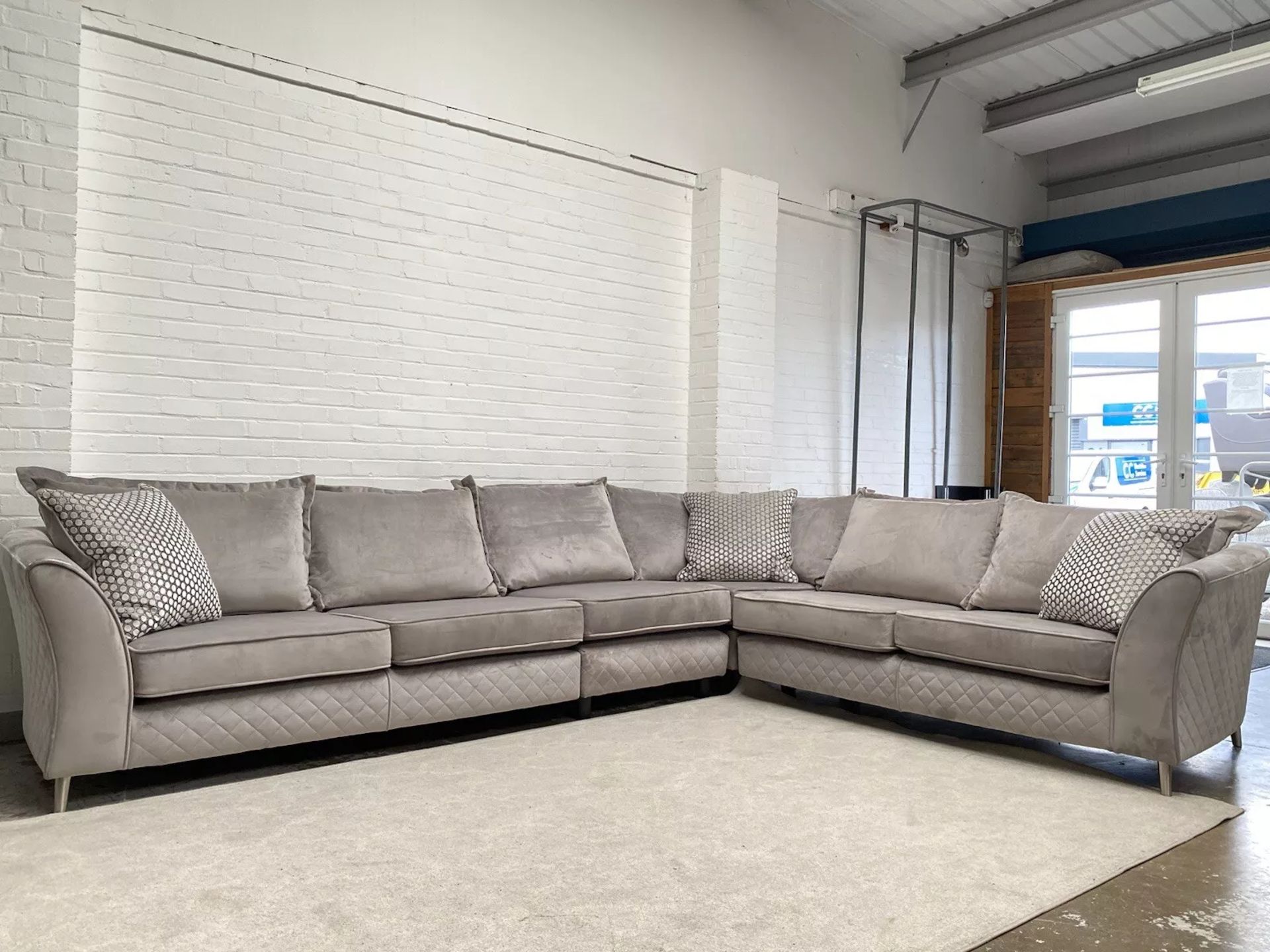 Asley Manor Shimmer Grey Fabric Large Corner Sofa RRP £3229