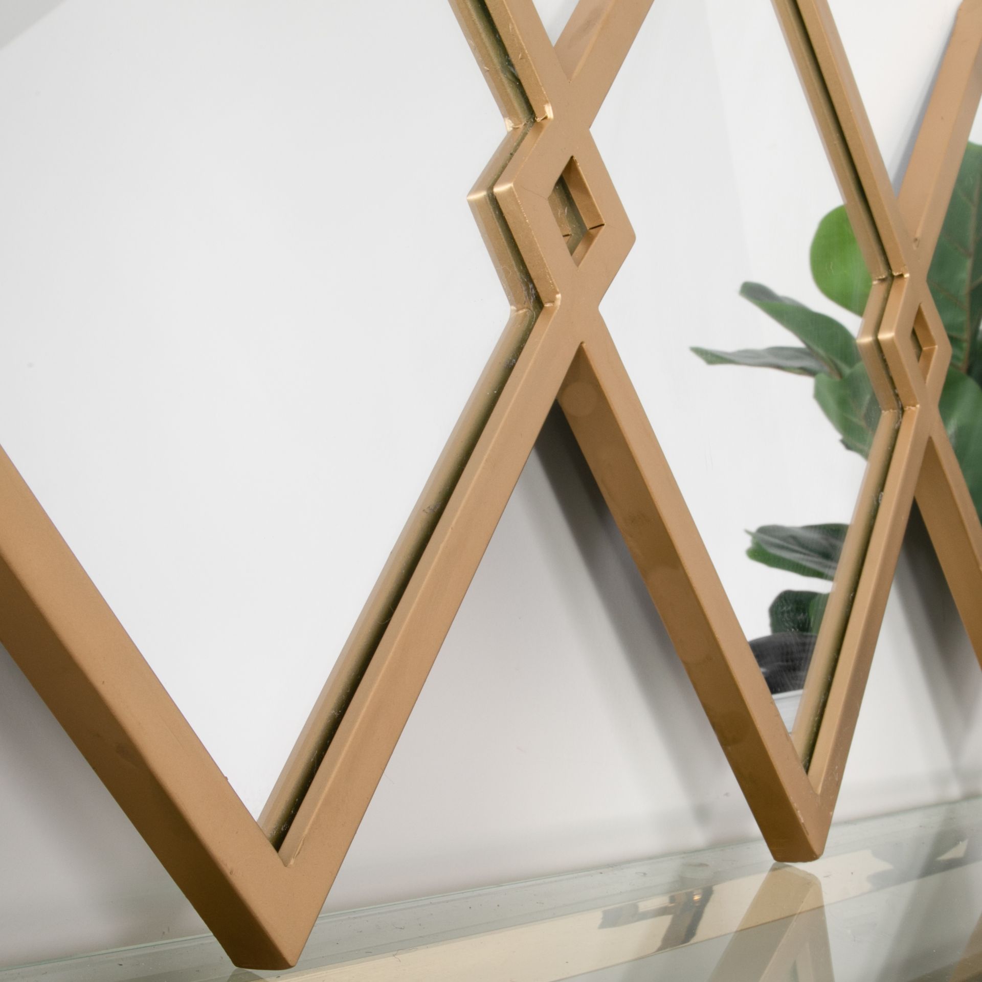 Trio of Gold Diamond Shaped Mirrors RRP - £190 - Image 2 of 6