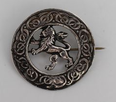 Vintage Robert Allison Brooch Sterling Silver Celtic Rampant Lion Glasgow 1948