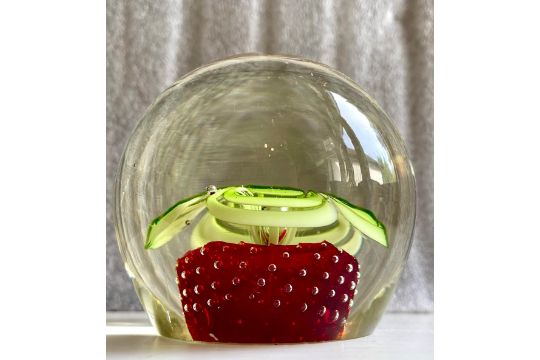 Vintage Glass Ball Strawberry Design Paperweight - Image 7 of 12