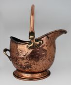 Victorian Helmet Shaped Copper Coal Scuttle