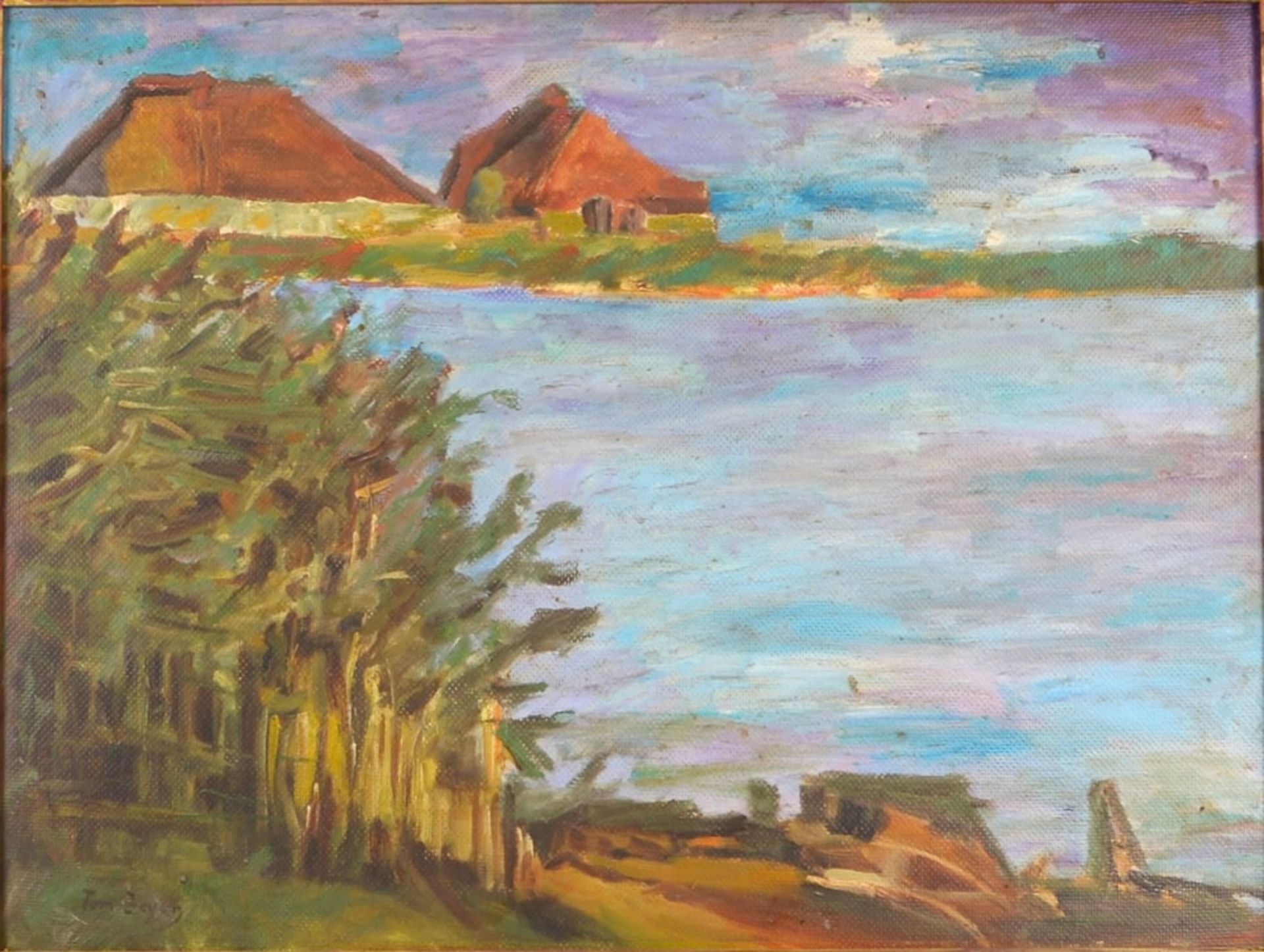 Tom Beyer, Hallenhäuser an der Ostsee, Öl, 48 x 64, sig