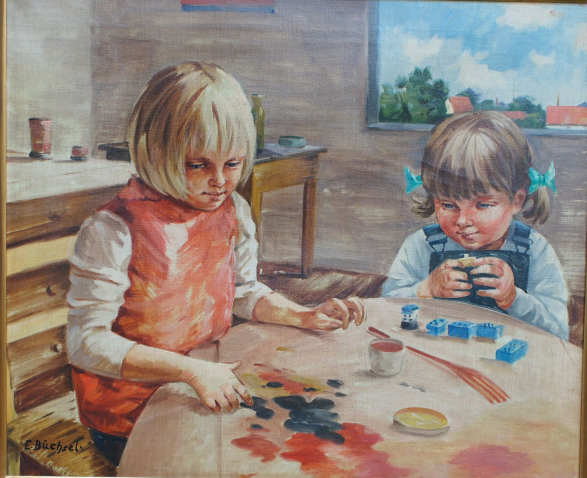 Elisabeth Büchsel, Kinderspiele, Öl, sign., 49 x 58