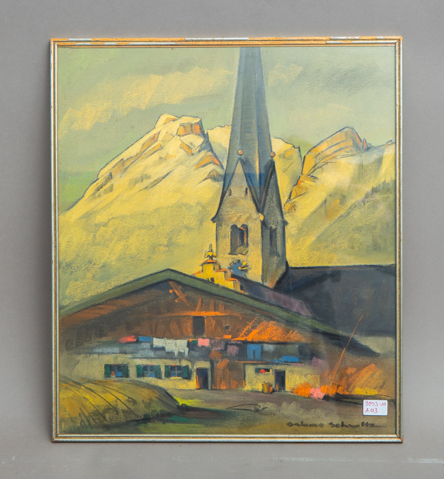 Schultz, Oskar (1892 - 1971), Die alte Kirche in Garmisch mit Kramerberg