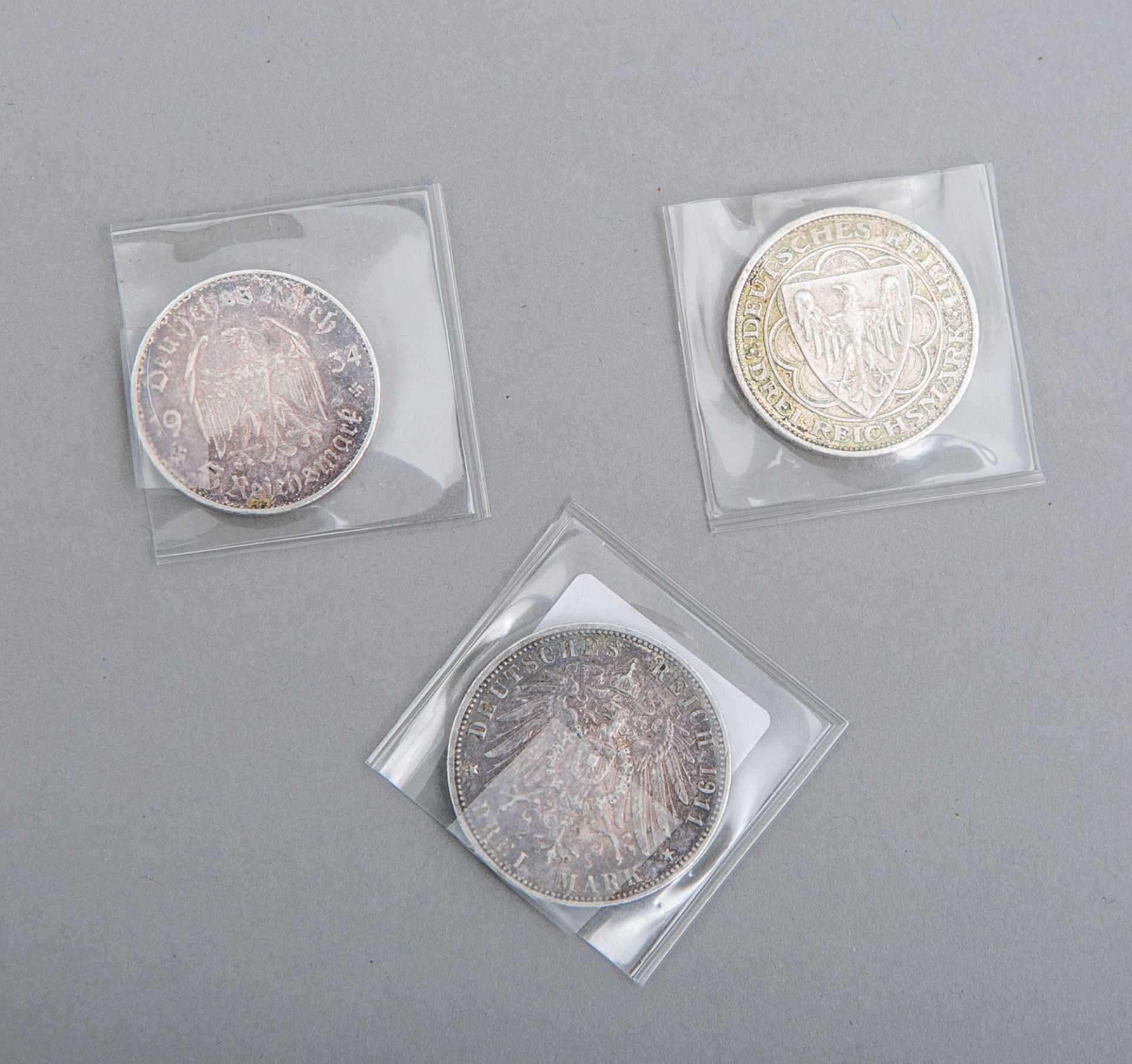 3-teiliges Konvolut von Münzen