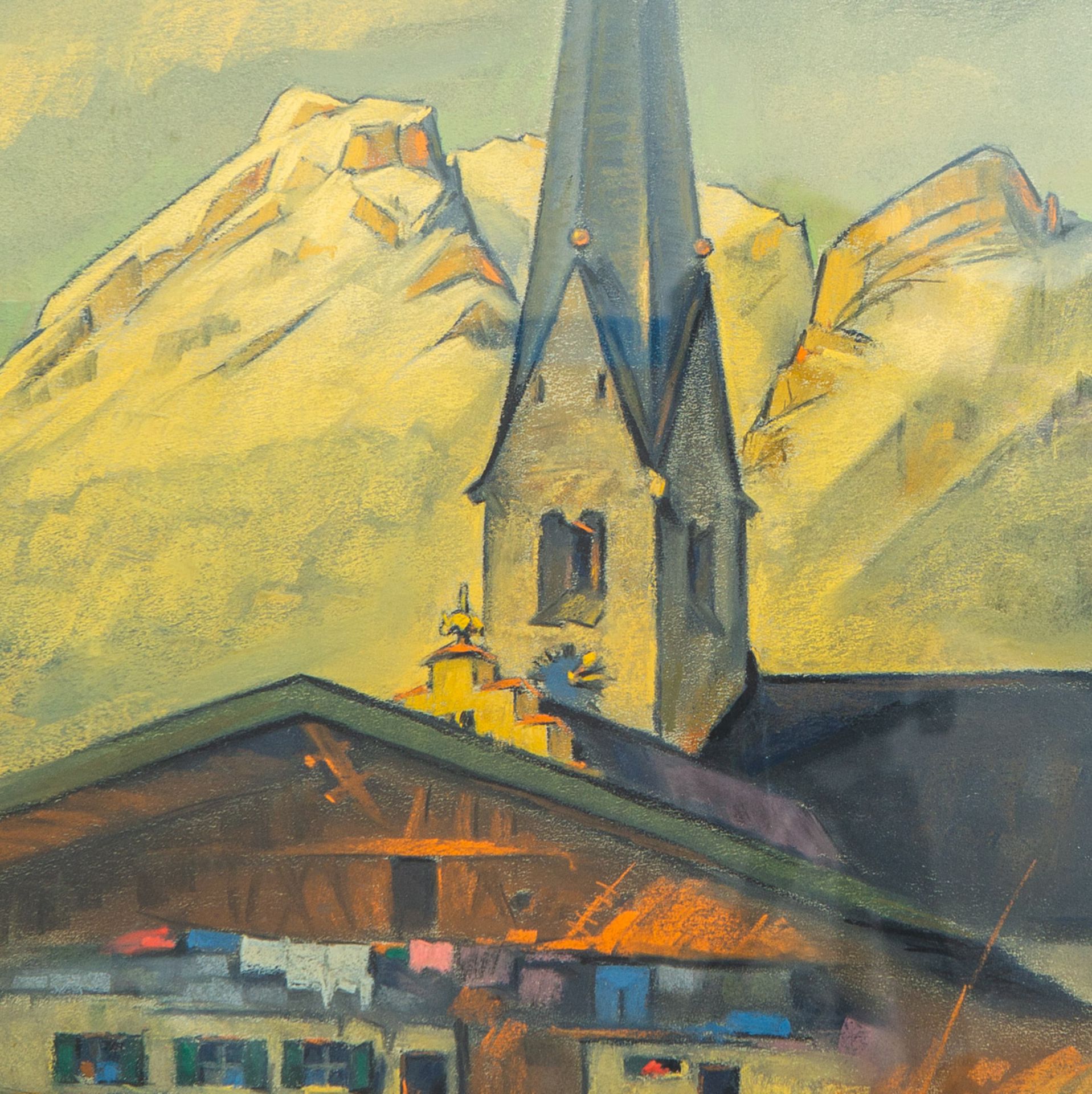 Schultz, Oskar (1892 - 1971), Die alte Kirche in Garmisch mit Kramerberg - Image 2 of 3