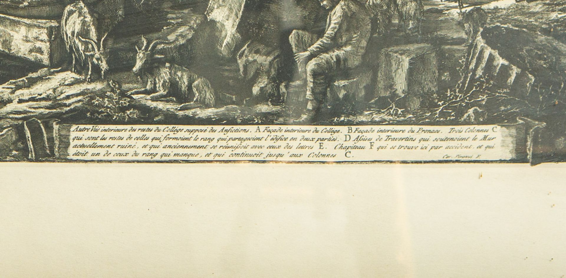 Piranesi, Giovanni Battista (1720 - 1778), "Autre Vüe interieure des restes du Collége supposé des A - Bild 3 aus 3