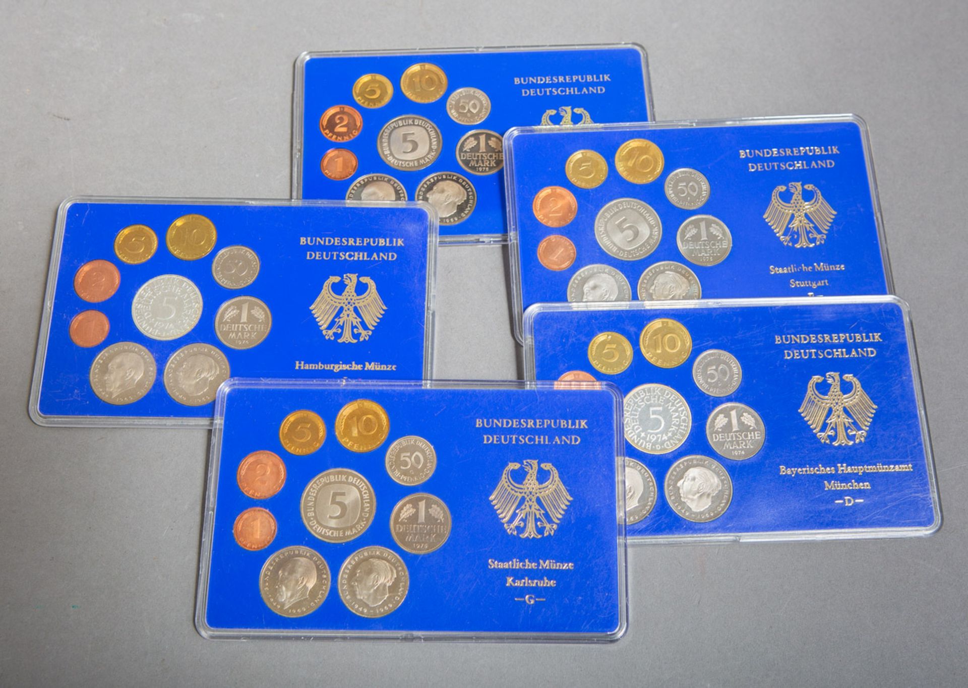 5-teiliges Konvolut von BRD Kursmünzensätzen