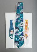 3-teiliges Konvolut von Krawatten mit Künstlerprint (Ars Mundi)