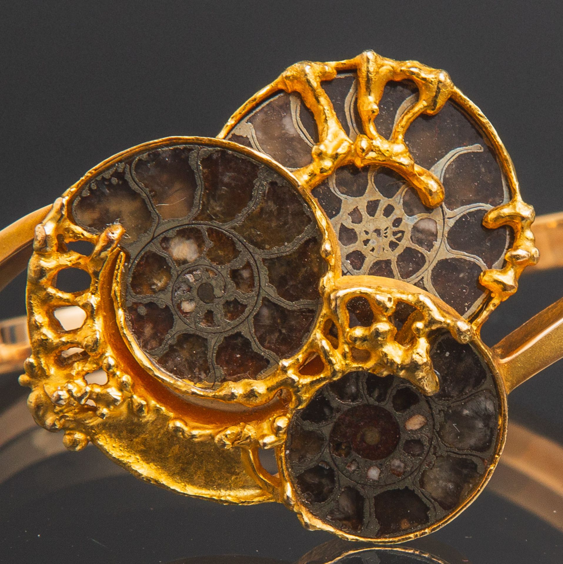 Armreif mit gefassten Ammoniten 585 GG - Bild 3 aus 3