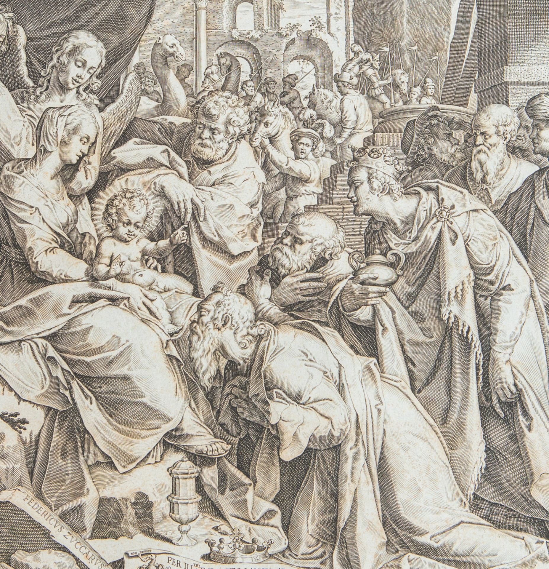 Thomassin, Philippe (1562 - 1622), Anbetung der Heiligen drei Könige, Kupferstich (1613) - Bild 2 aus 3