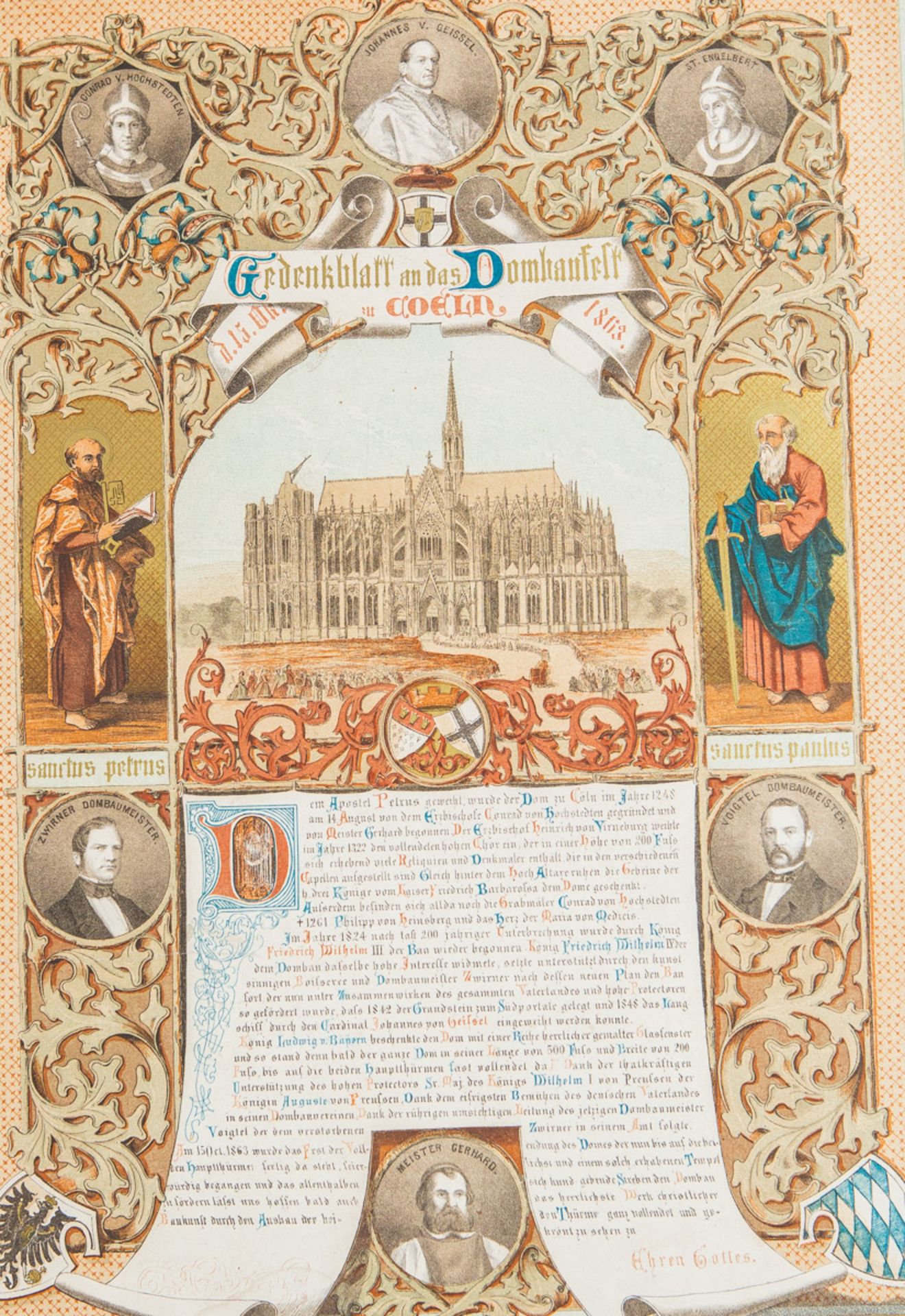 Künstler/in unbekannt (19. Jh.), Gedenkblatt an das Dombaufest d. 15. Okt. zu Coeln 1863 - Image 2 of 3