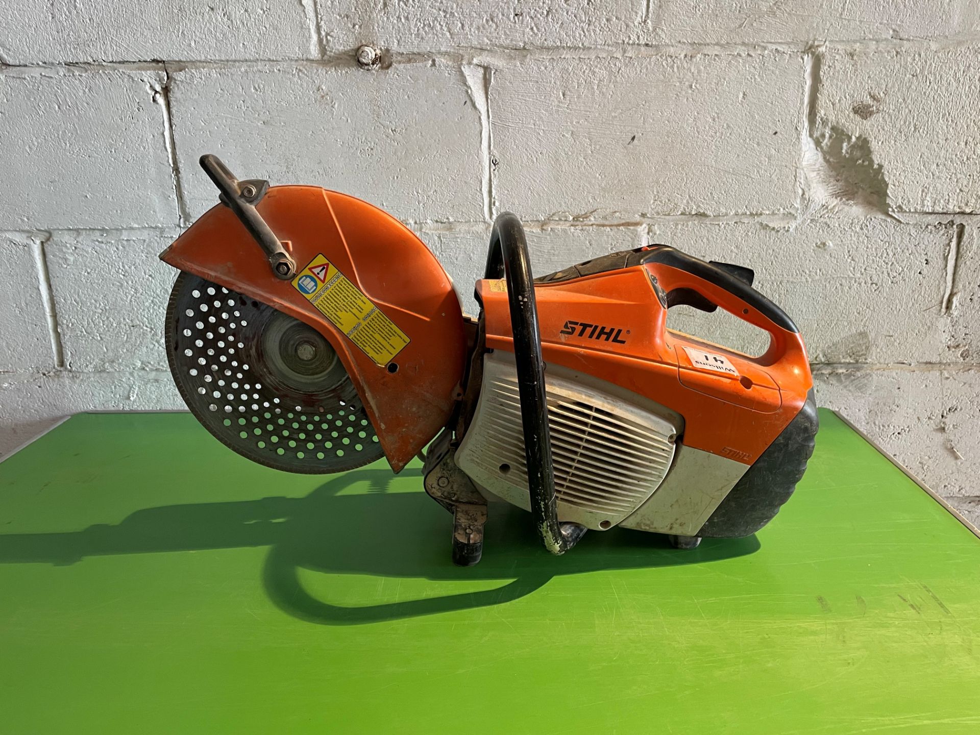 Stihl petrol engine model TS480i disc cutter with helmet