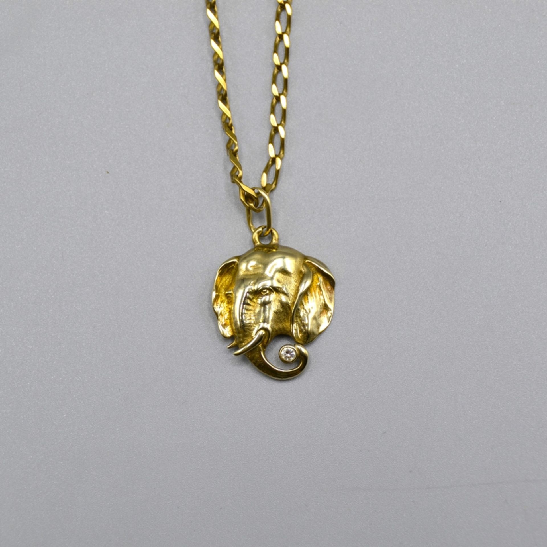 Goldkette 333 mit Elefantenanhänger 333 Gold, Länge Kette ca. 53 cm, zus. 15,2 g