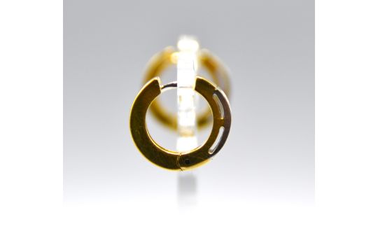 Kreolen Ohrringe 750 Gold m. kleinen Diamanten, Ø ca. 12 mm, 6,4 g - Bild 2 aus 3