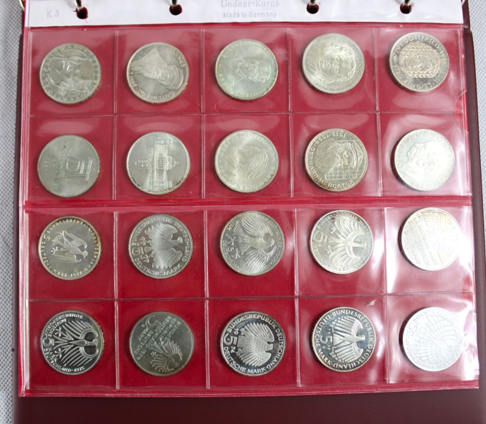 5 DM u. 10 DM Gedenkmünzen Münzsammlung, darunter 22 x 10 DM Silbermünzen u. 40 x 5 DM Silber u. Ku