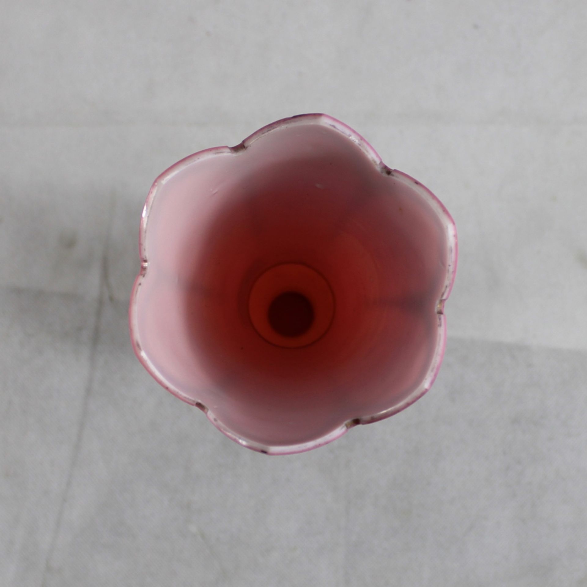 Jugendstil Opalglas Vase pink Schneemalerei ca. 29,5 cm - Image 3 of 3