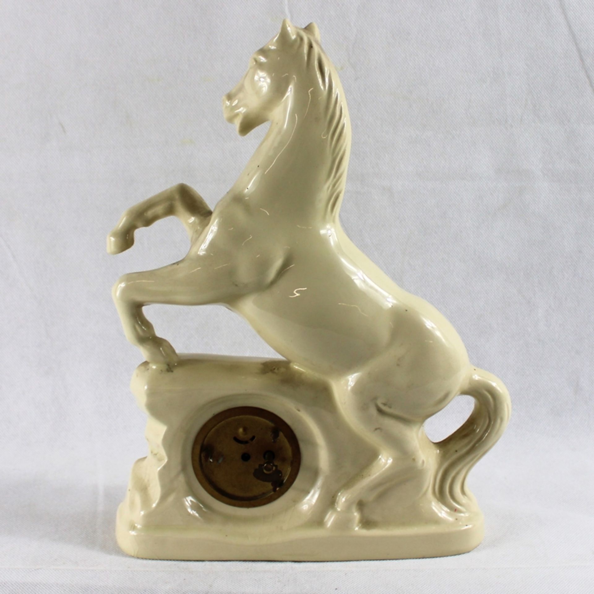 Pferd Porzellan Tischuhr ca. 24 x 33 cm, Uhr defekt - Image 2 of 2
