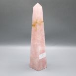 Rosenquarz Obelisk ca. 24 cm 843 g, Spitze abgebrochen geklebt