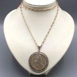 Maria Theresien Taler Silbermünze Münzanhänger mit Silberkette 835, zus. 43,8 g