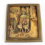 Anri Italien Holzrelief Motiv Carl Spitzweg, ca. 29,5 x 26,5 cm