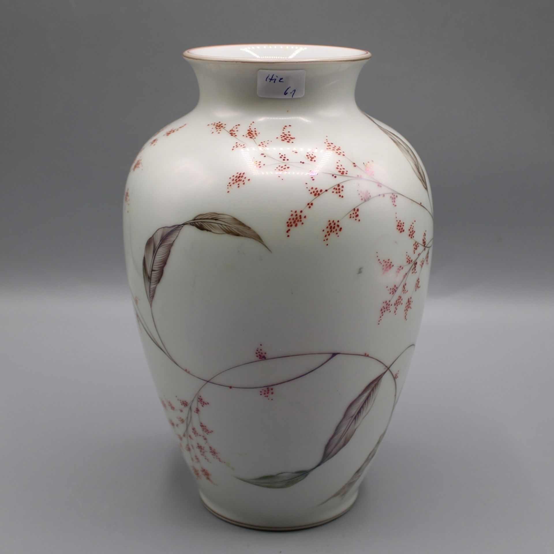 Rosenthal Vase handbemalt floraler Dekor 20 Jh., Boden Signatur, ca. 19,5 cm - Image 2 of 3