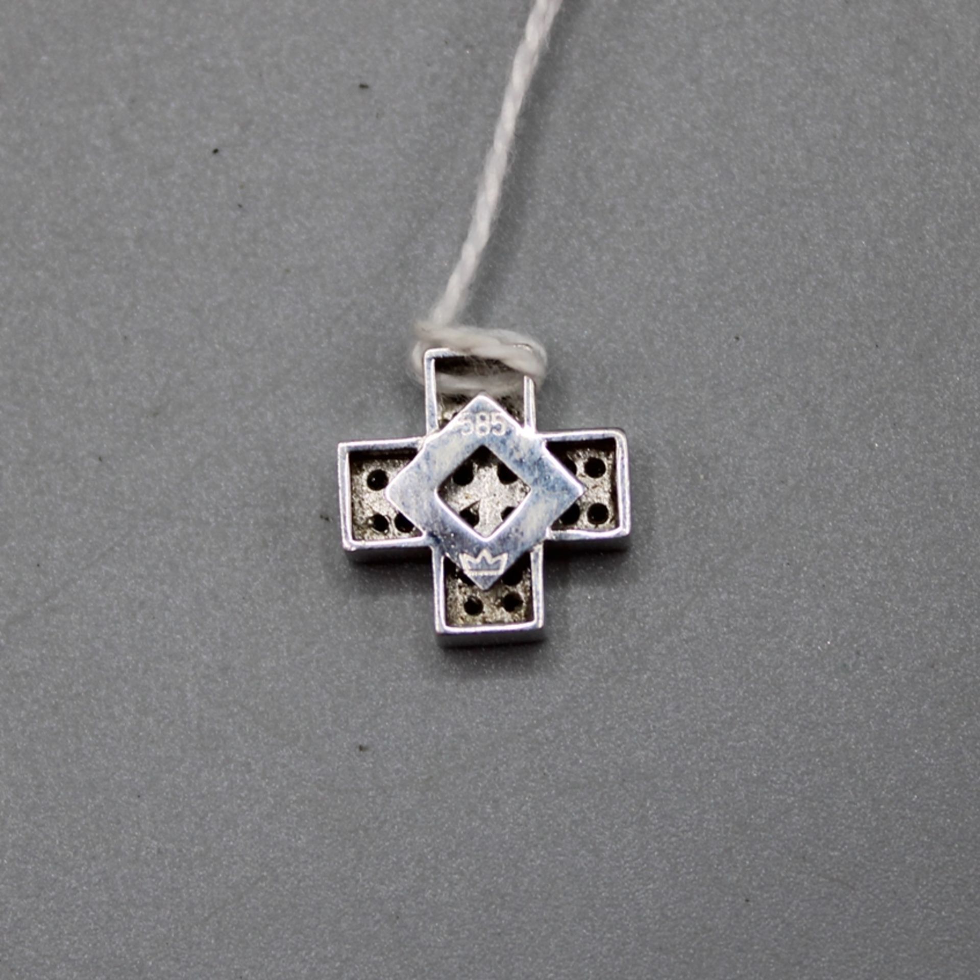 Diamant Kreuz Anhänger 585 Weißgold, ca. 12,6 x 12,6 mm, 3,2 g - Bild 2 aus 2