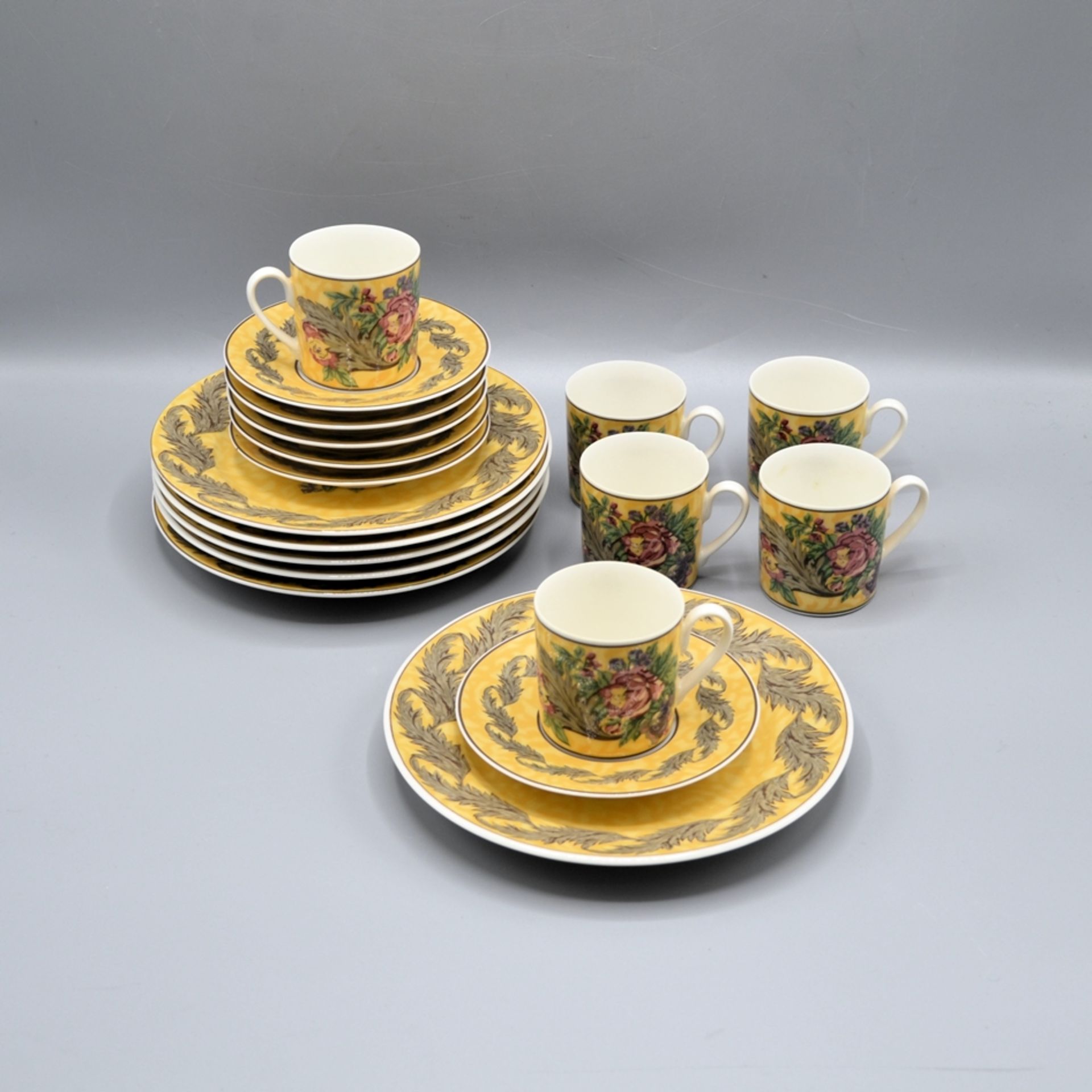 Rosenthal Mokka Service Pearl China Bloomsbury Nina Campbell, für 6 Personen, 1 Tasse oben a. Rand - Image 3 of 4