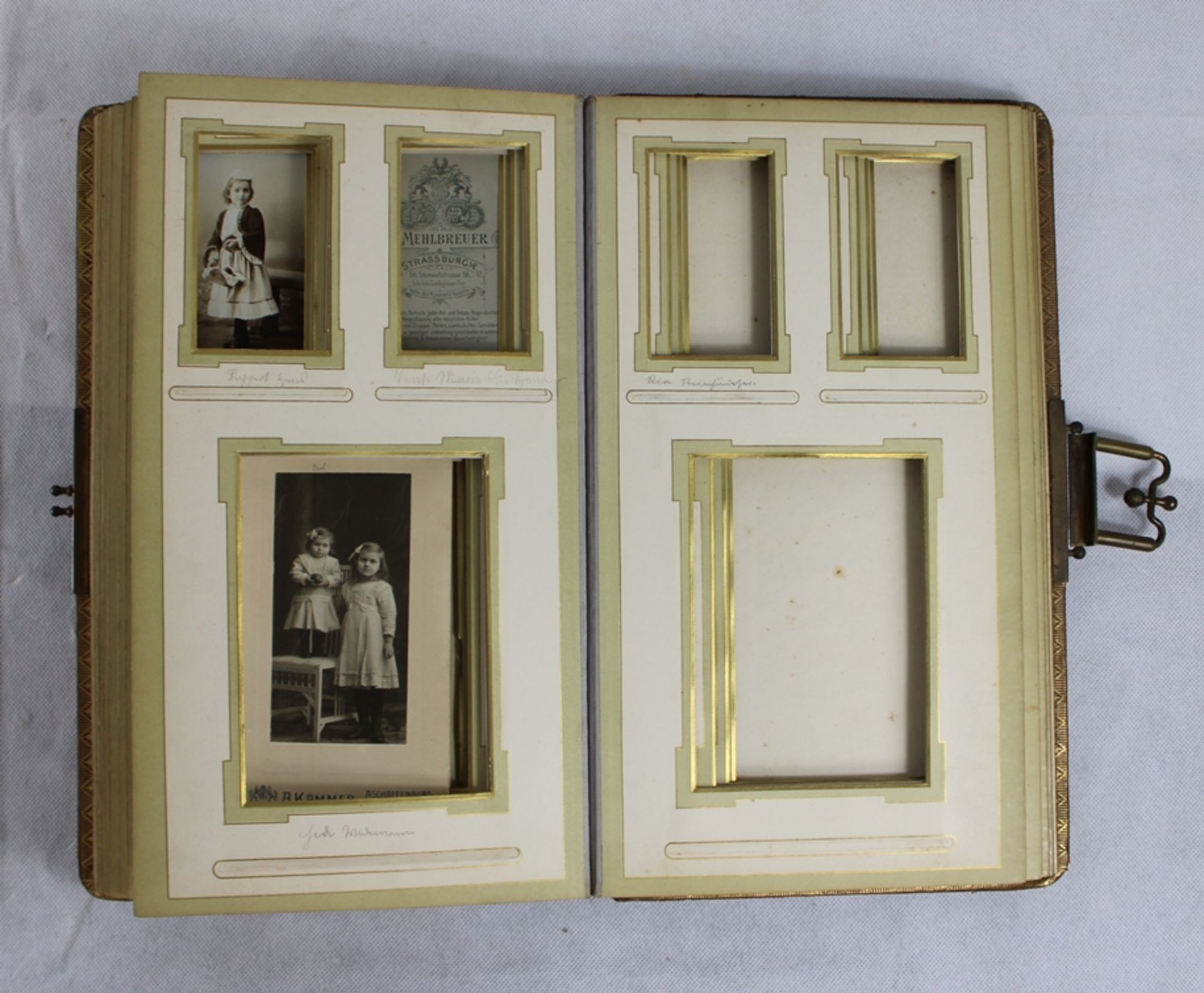 Prunkfotoalbum um 1900, Leder mit feiner Goldprägung etc., alte Fotos - Bild 3 aus 4