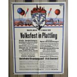 Plakat Volksfest in Plattling 1939 (selten!), Entwurf Hans Segl, Buchdruckerei H. Kempter Plattling