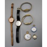 Damen Uhren Taschenuhren Konvolut 7 St., darunter Uhlmann Geneve Taschenuhr guillochiert, Fossil Ar