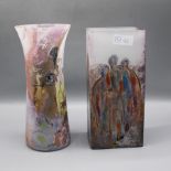 Britta Zöllner Glasmalerei 2 Vasen signiert ca. 22 u. 23 cm