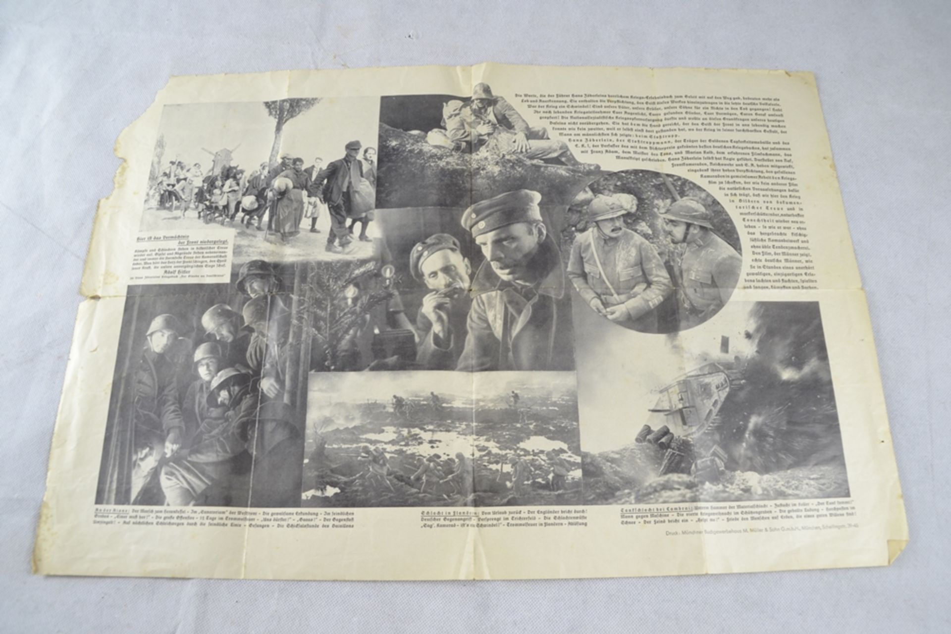 Filmplakat Faltblatt "Stosstrupp 1917" Propagandafilm 1934, Beschädigungen - Bild 2 aus 2