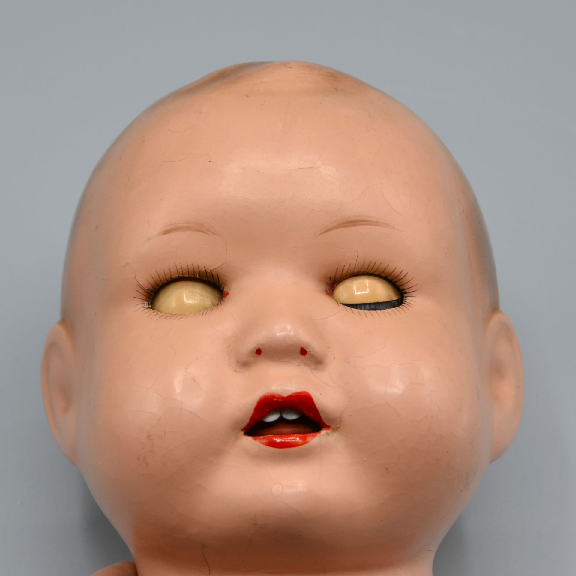 Pappmache Puppenkopf mit Schlafaugen ca. 13 cm - Bild 2 aus 5