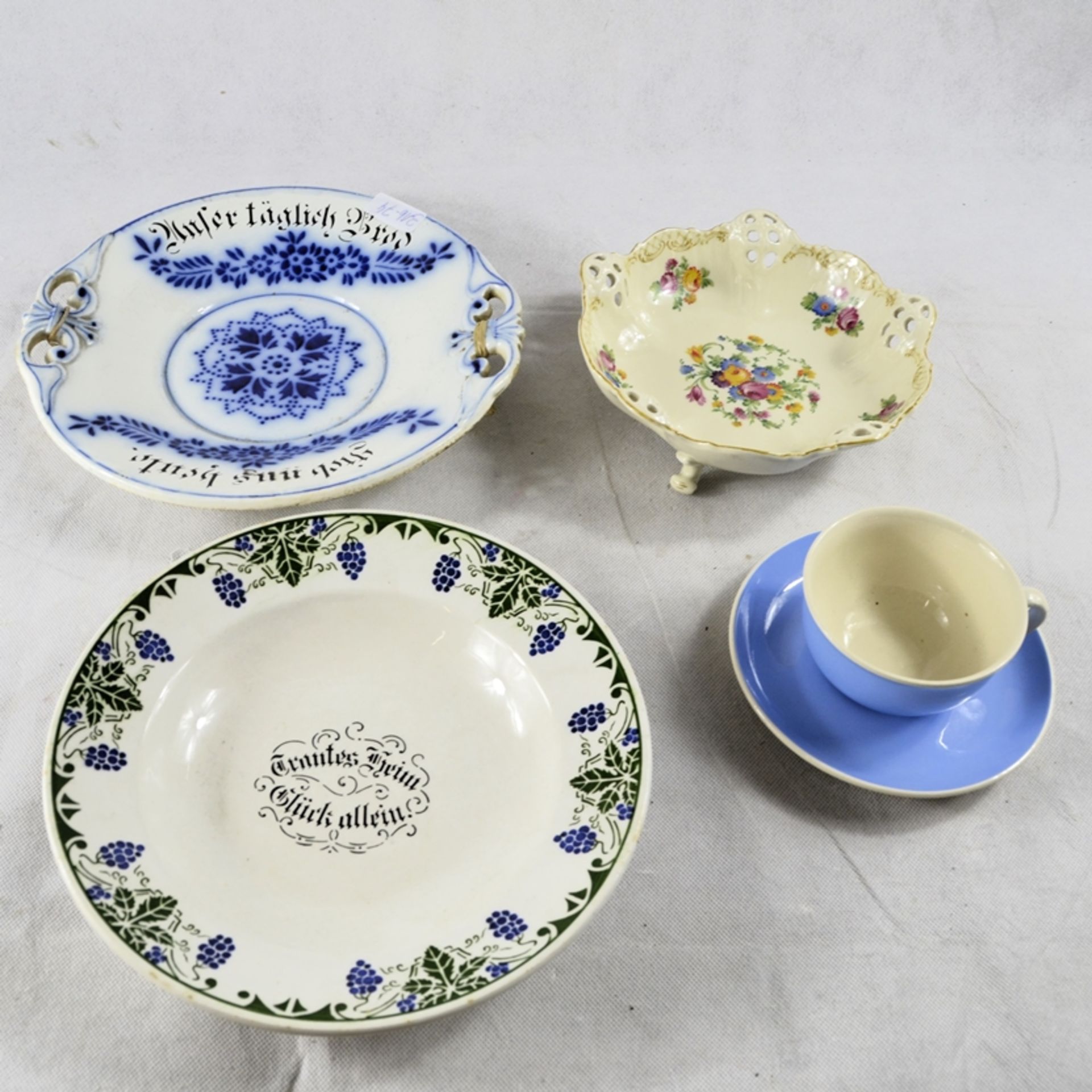 Rosenthal Villeroy&Boch Brotteller Konvolut 4-teilig, darunter 2 Brotteller m. Spruch, Villeroy & B